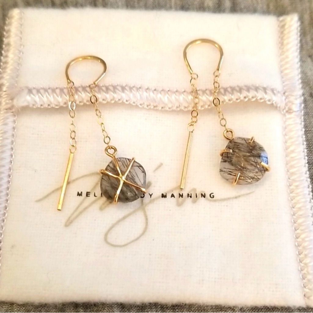 Melissa Joy Manning Pull Through 14k Tourmalated Quartz Drops